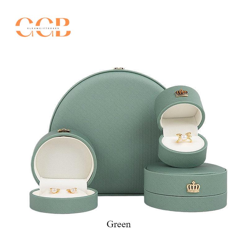 Crown pu leather pattern ring box