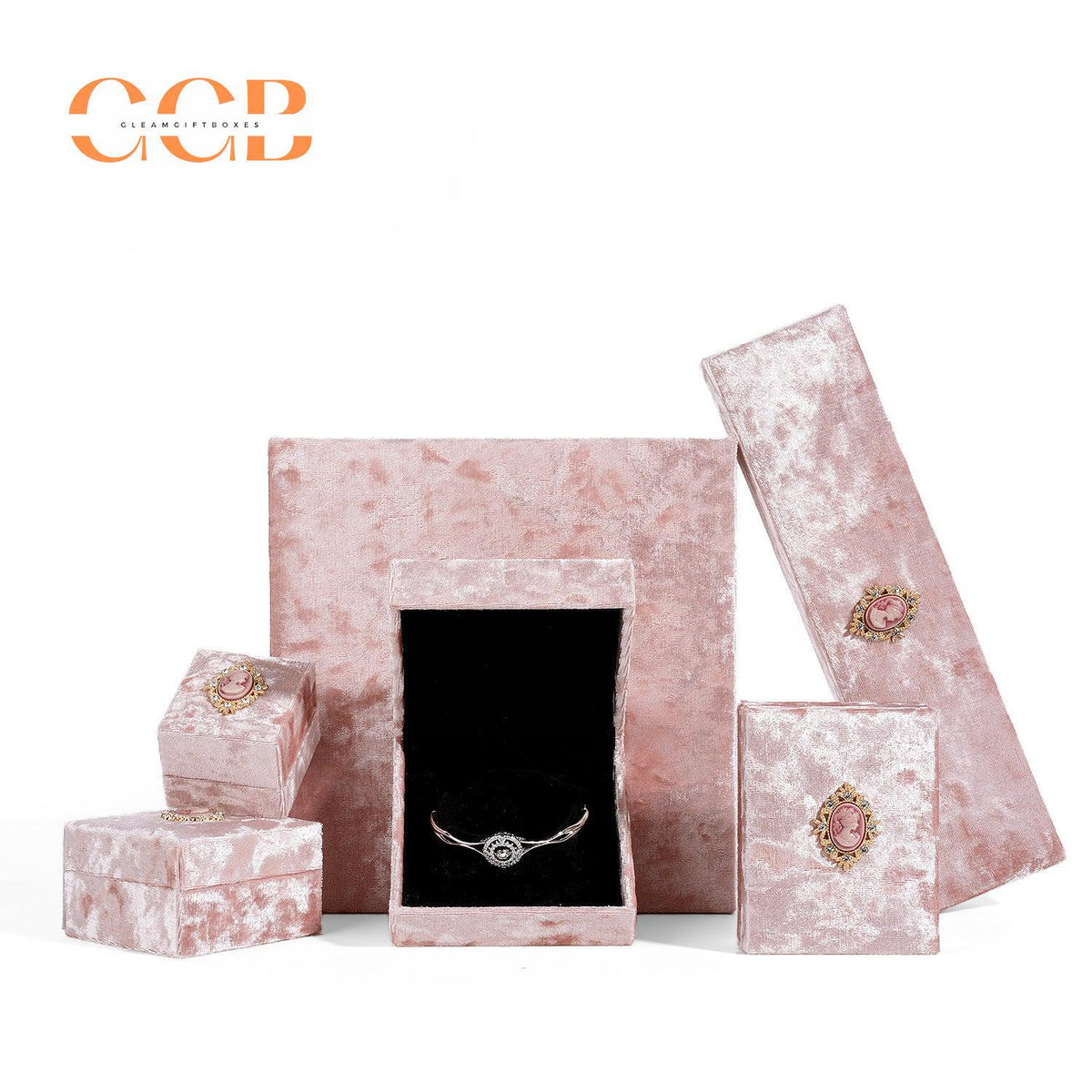 Pink velvet portrait jewelry box