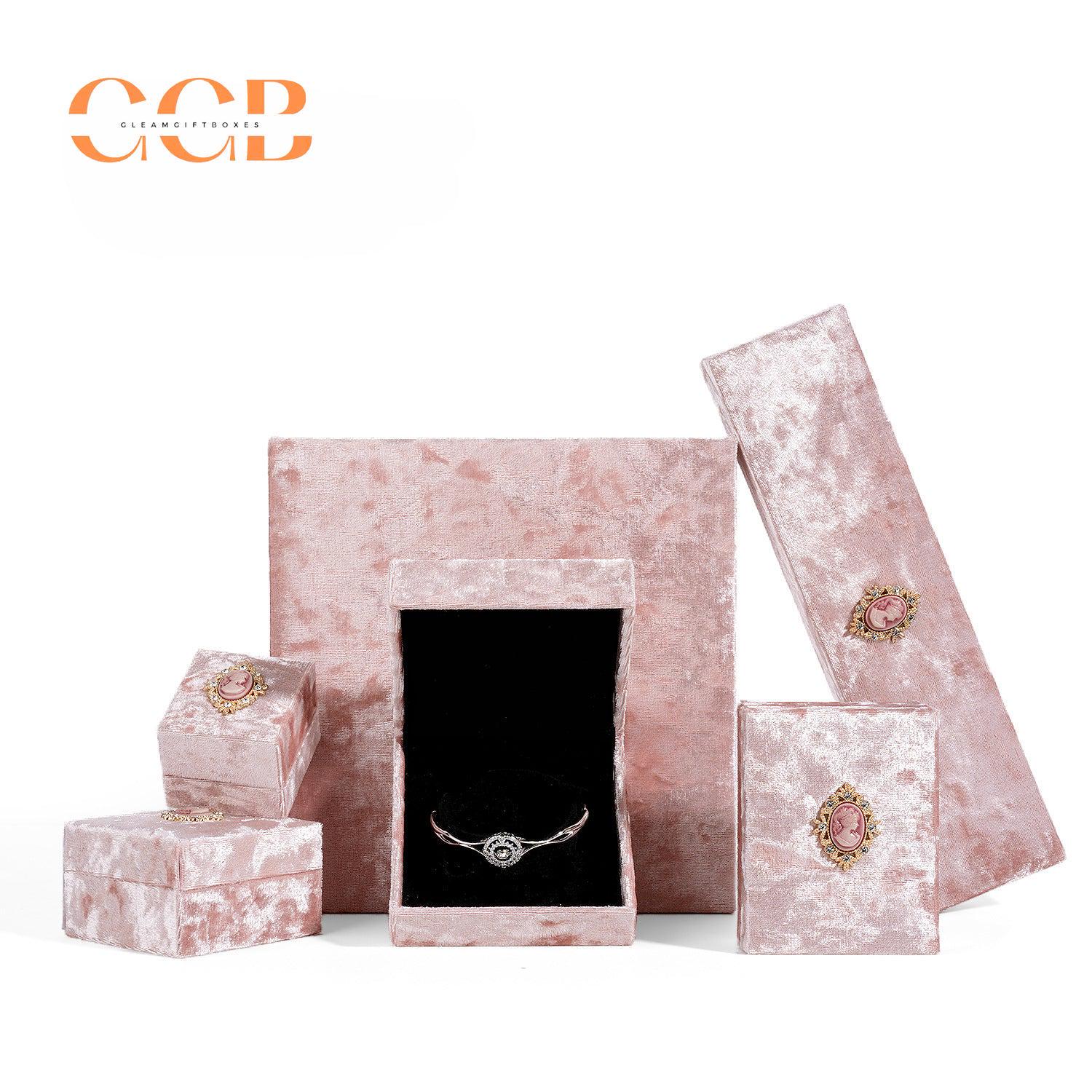 Pink velvet portrait jewelry box