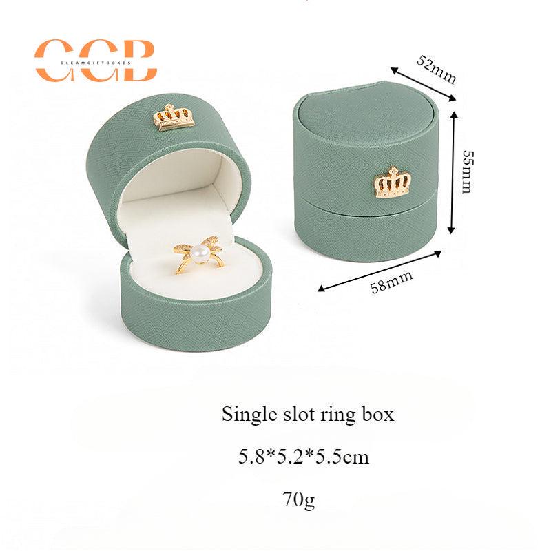 Crown pu leather pattern ring box