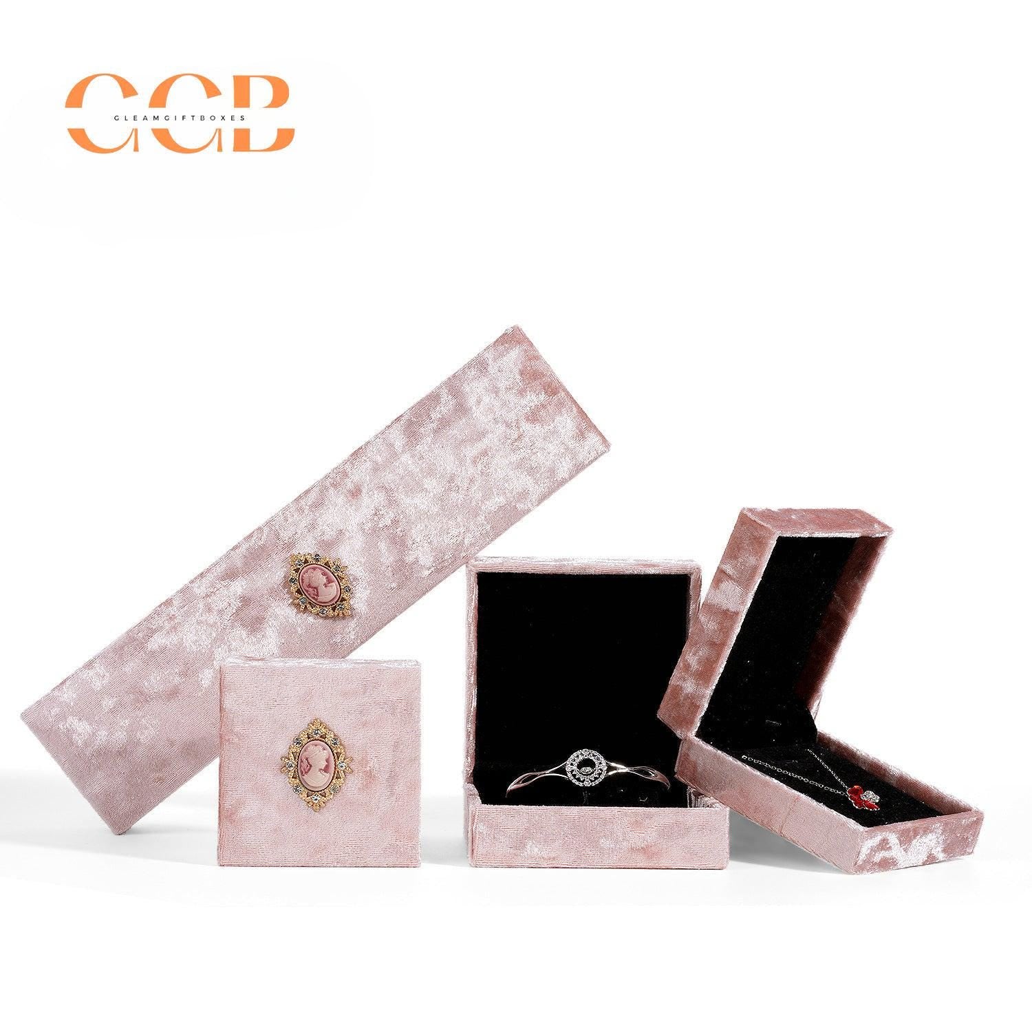 Pink velvet portrait jewelry box