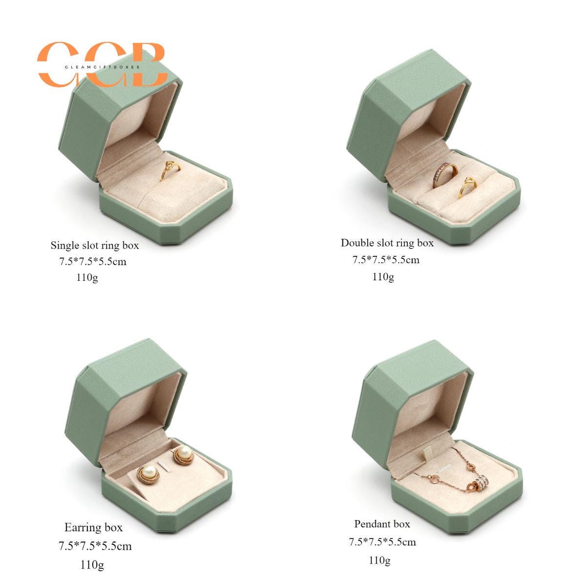 Octagon leather jewelry box