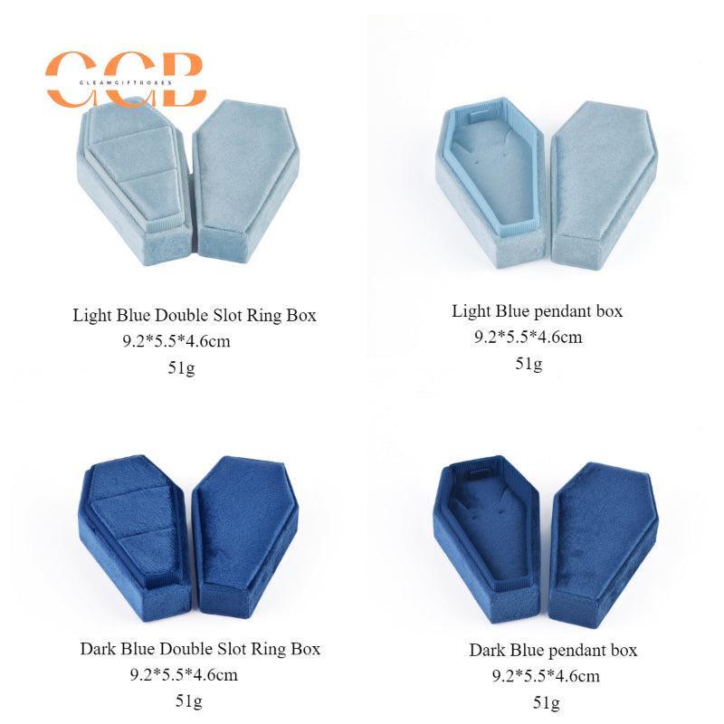 Velvet double slot ring and jewelry storage box in diamond shape