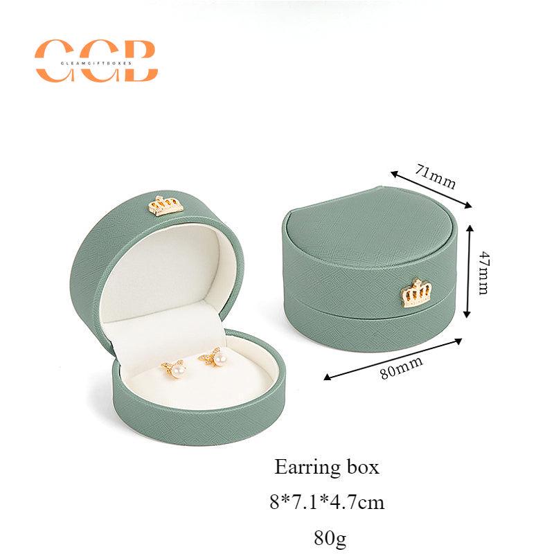 Crown pu leather pattern ring box