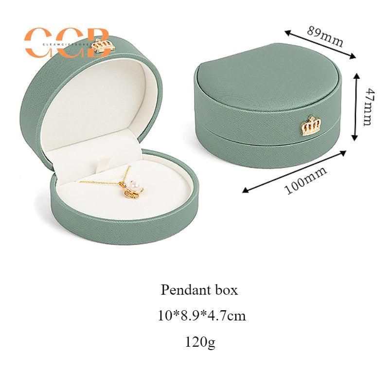 Crown pu leather pattern ring box