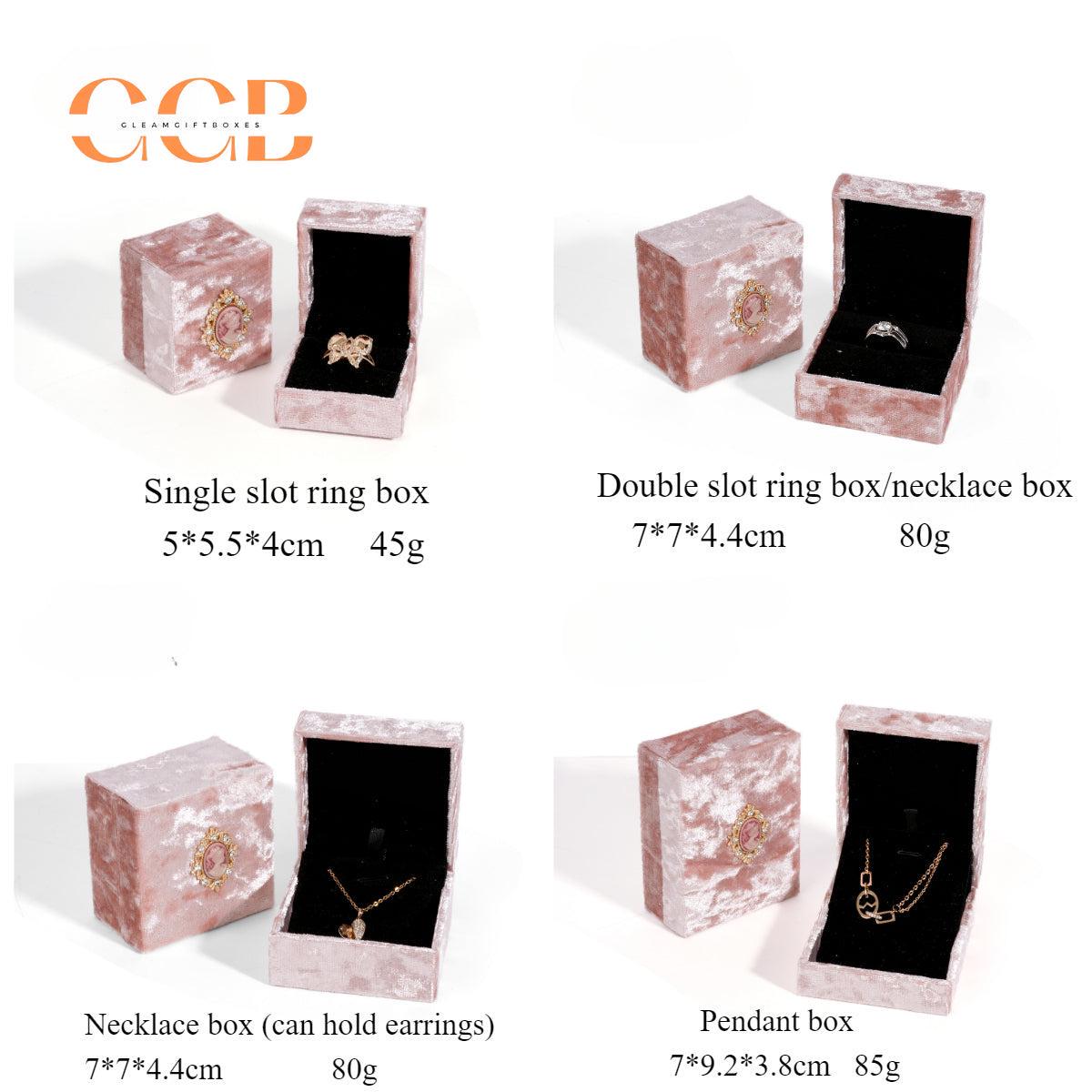 Pink velvet portrait jewelry box