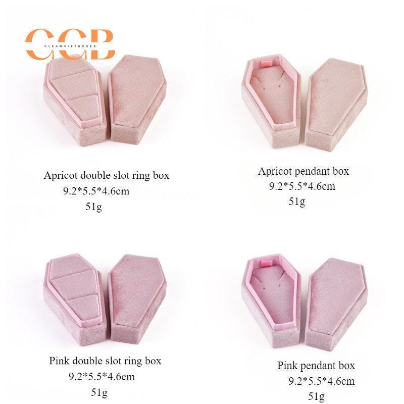 Velvet double slot ring and jewelry storage box in diamond shape