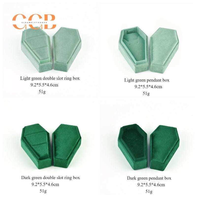 Velvet double slot ring and jewelry storage box in diamond shape