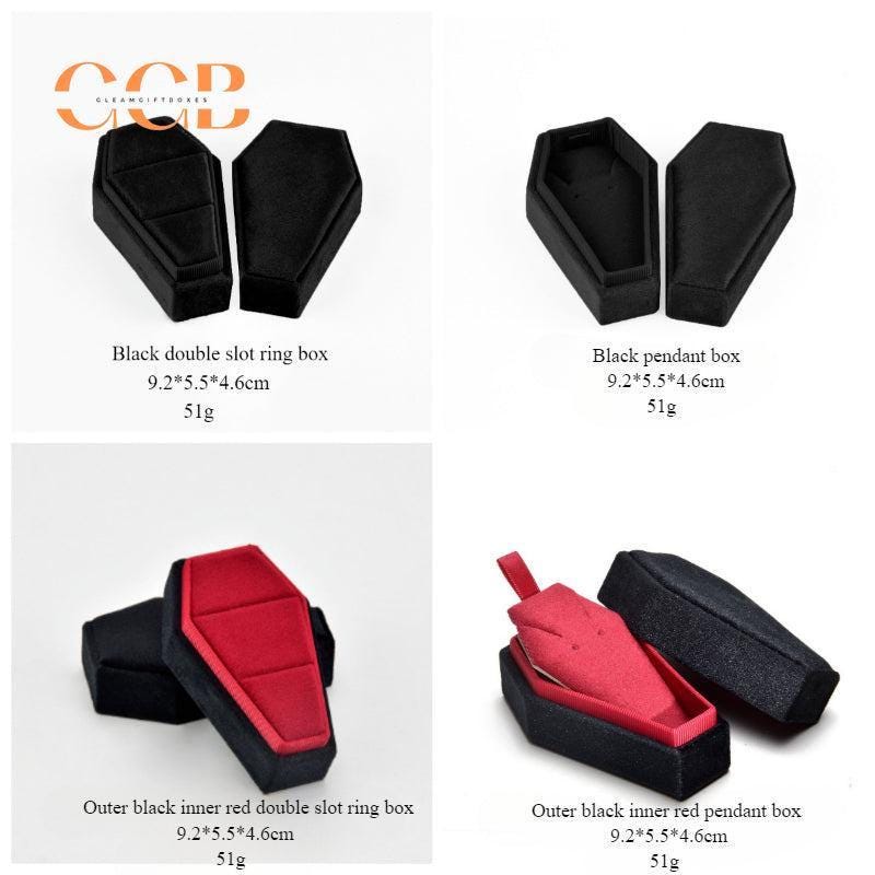 Velvet double slot ring and jewelry storage box in diamond shape