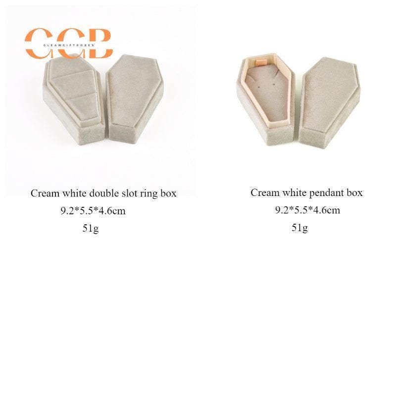 Velvet double slot ring and jewelry storage box in diamond shape