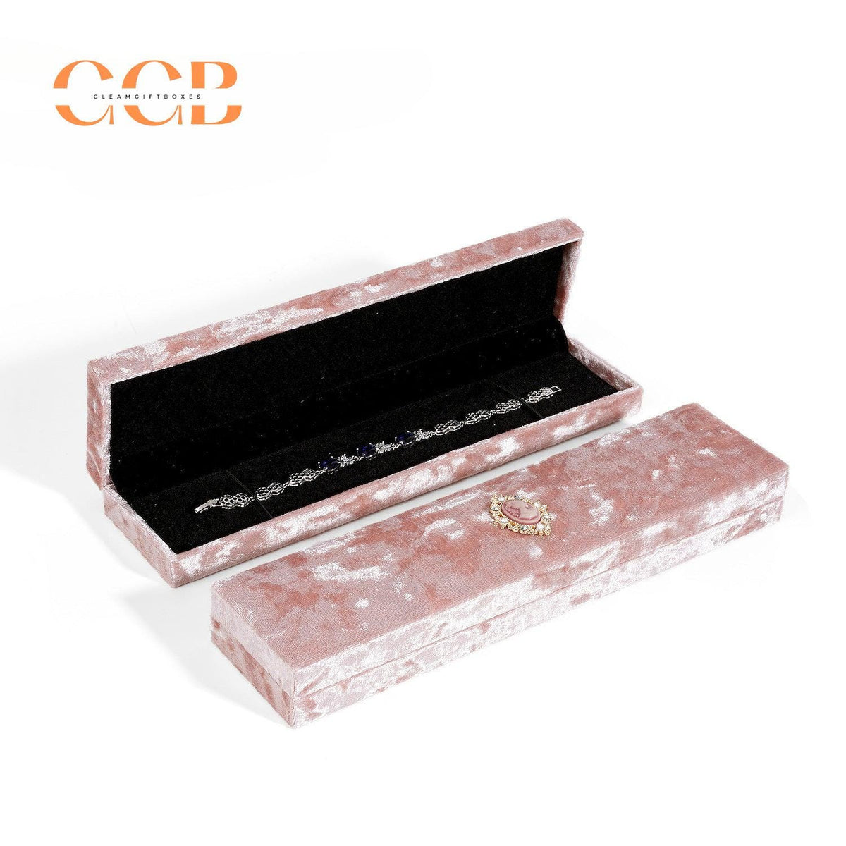 Pink velvet portrait jewelry box