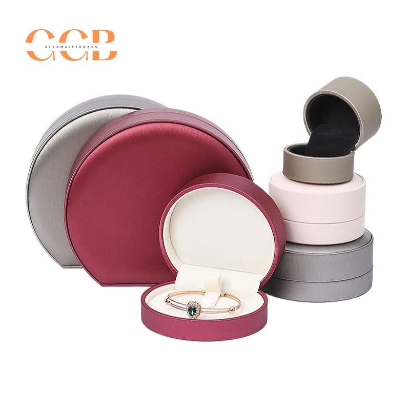 PU leather semi-circle jewelry box