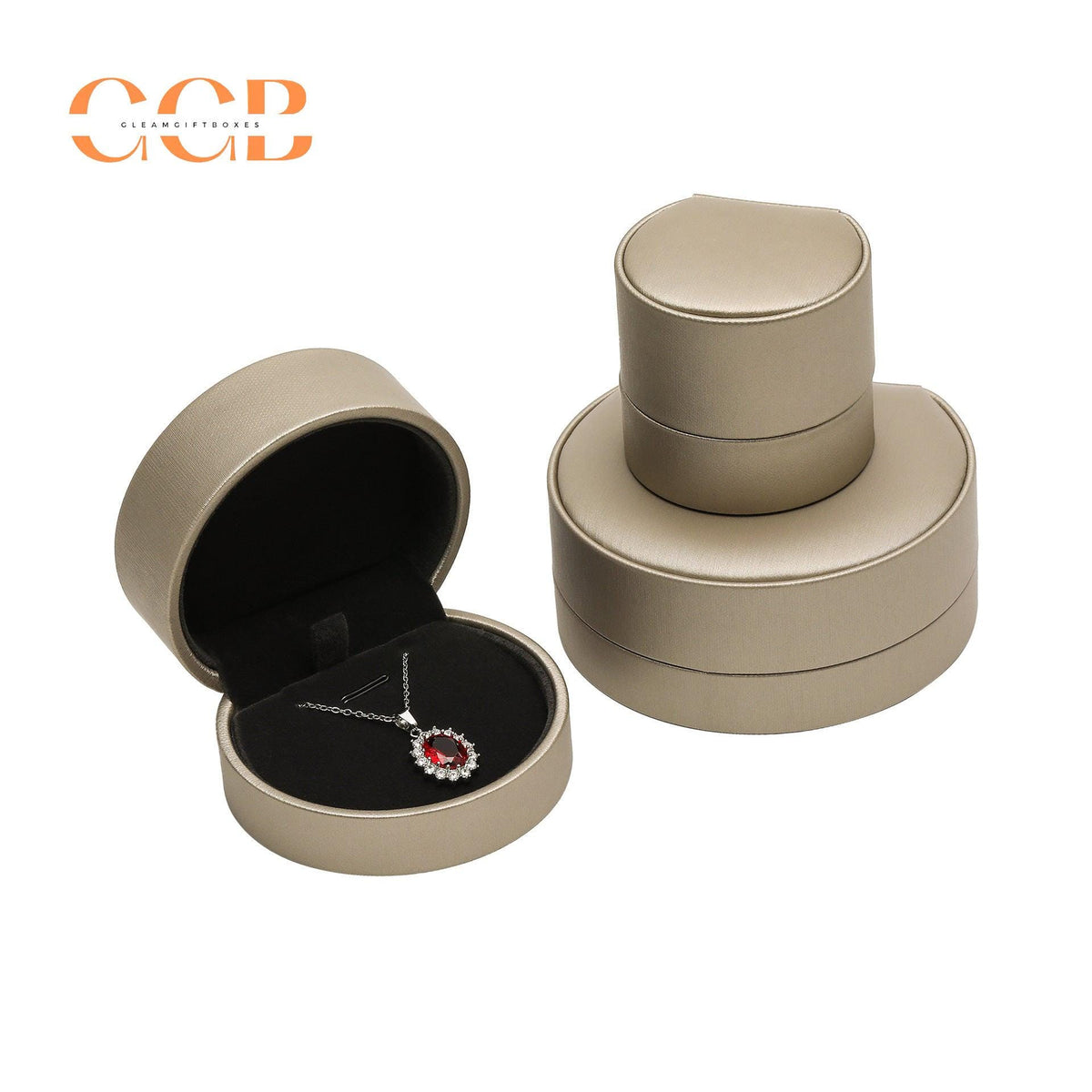PU leather semi-circle jewelry box
