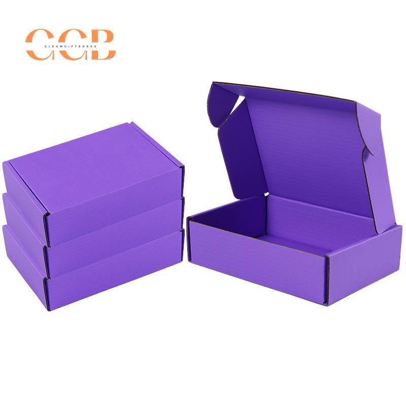 10pcs Purple Corrugated Cardboard Shipping Boxes for Jewelry Packaging Wholesale