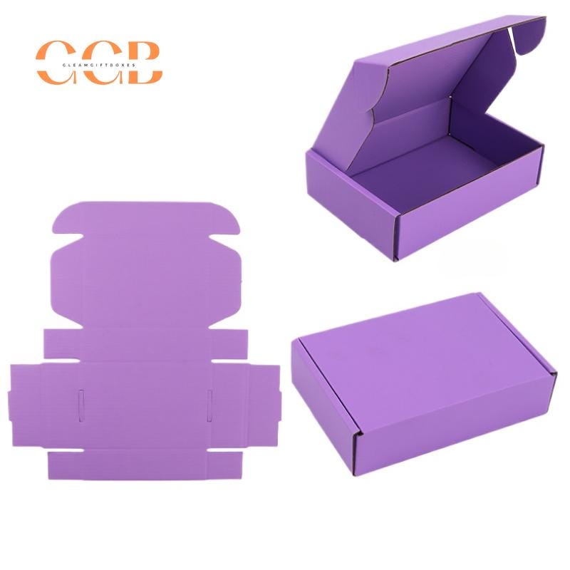 10pcs Purple Corrugated Cardboard Shipping Boxes for Jewelry Packaging Wholesale