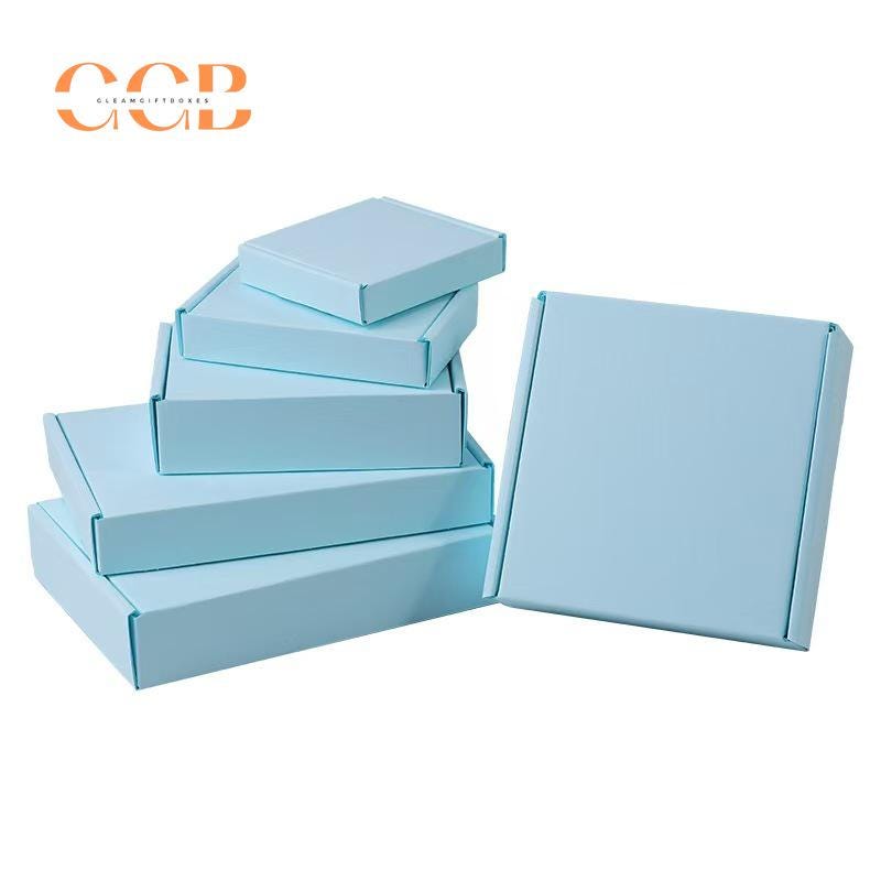 10pcs Blue Corrugated Cardboard Shipping Boxes for Jewelry Packaging Wholesale