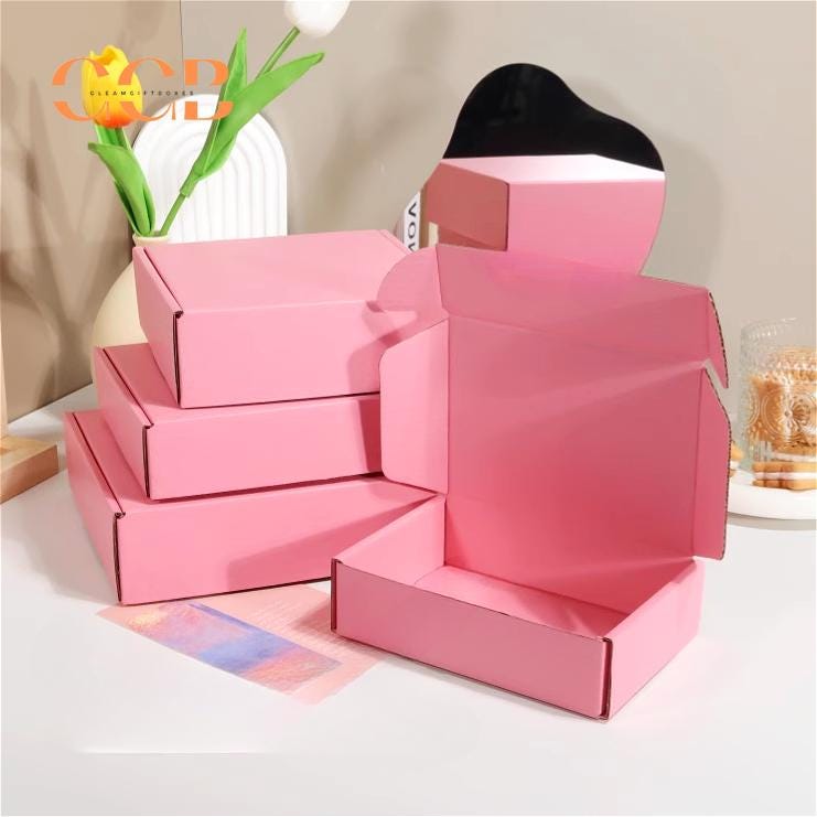 10pcs Pink Corrugated Shipping Boxes for Jewelry Packaging