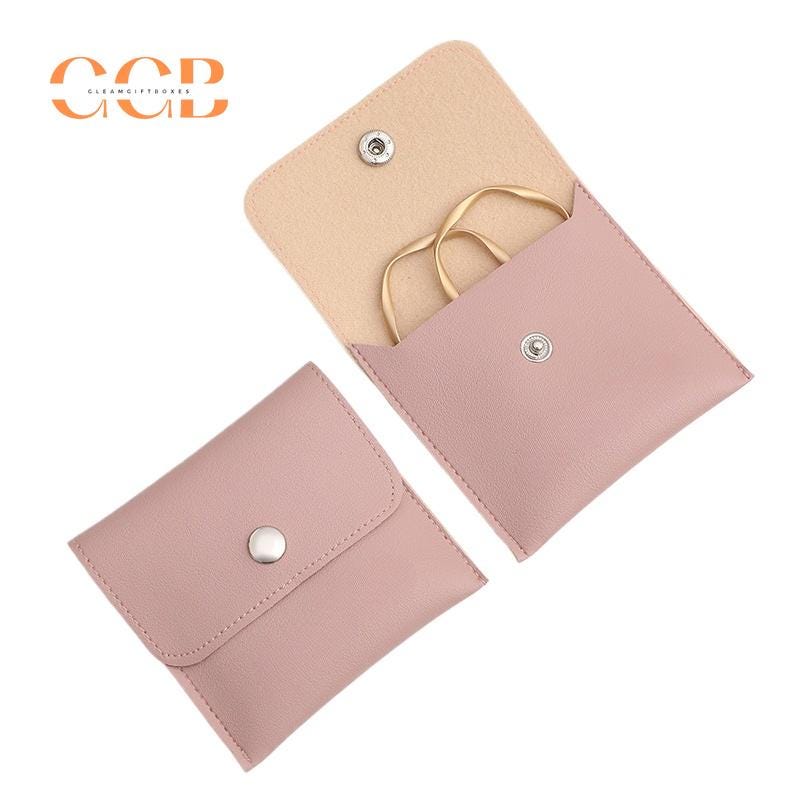 10pcs Pink Vegan Leather Jewelry Bags