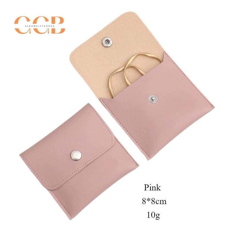 10pcs Pink Vegan Leather Jewelry Bags