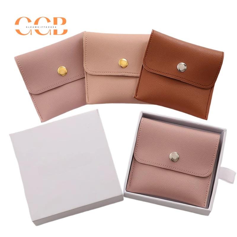 10pcs Pink Vegan Leather Jewelry Bags