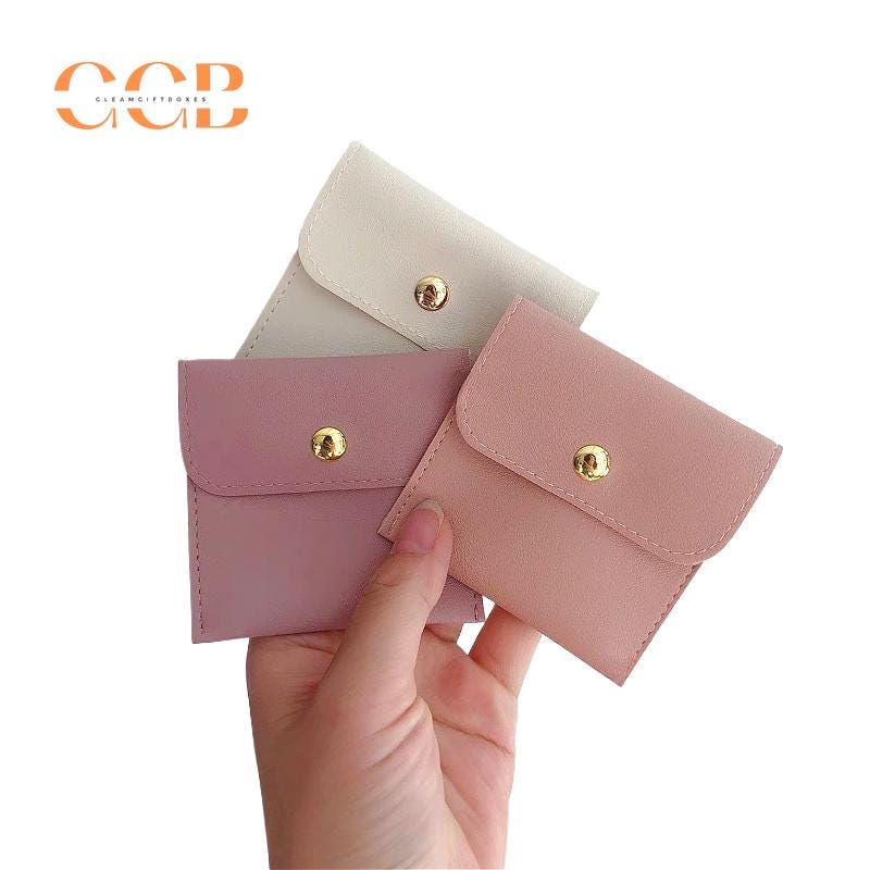 10pcs Pink Vegan Leather Jewelry Bags