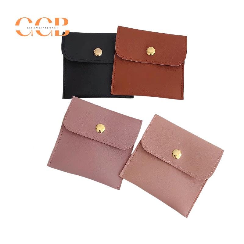 10pcs Pink Vegan Leather Jewelry Bags