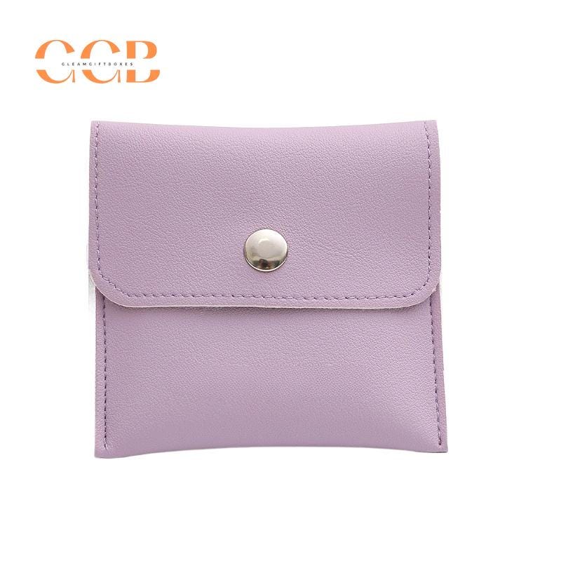 10Pcs Purple PU Leather Jewelry Snap Pouches
