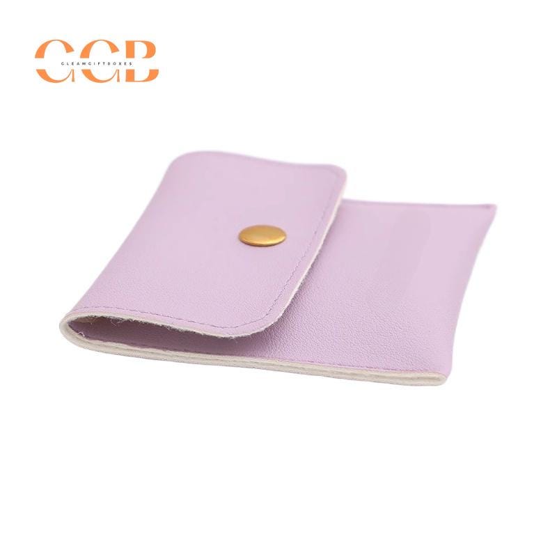10Pcs Purple PU Leather Jewelry Snap Pouches