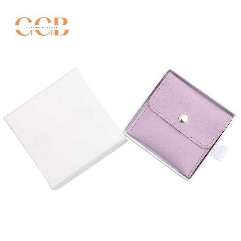 10Pcs Purple PU Leather Jewelry Snap Pouches