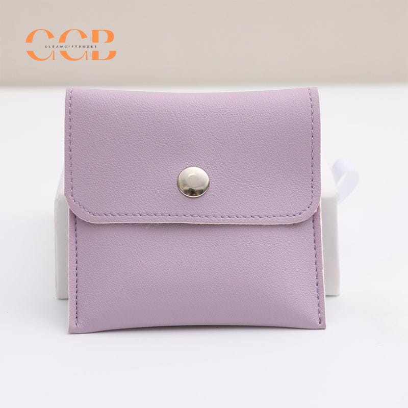 10Pcs Purple PU Leather Jewelry Snap Pouches