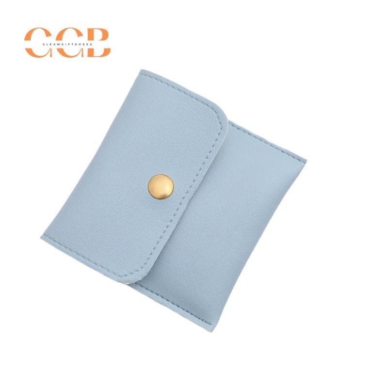 10pcs Blue PU Leather Jewelry Snap Bags