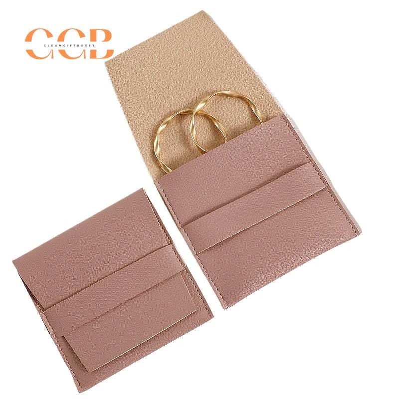 10pcs Pink Vegan Leather Jewelry Flap Bags