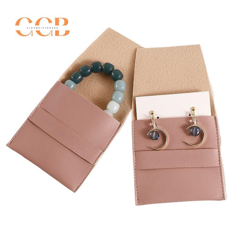 10pcs Pink Vegan Leather Jewelry Flap Bags