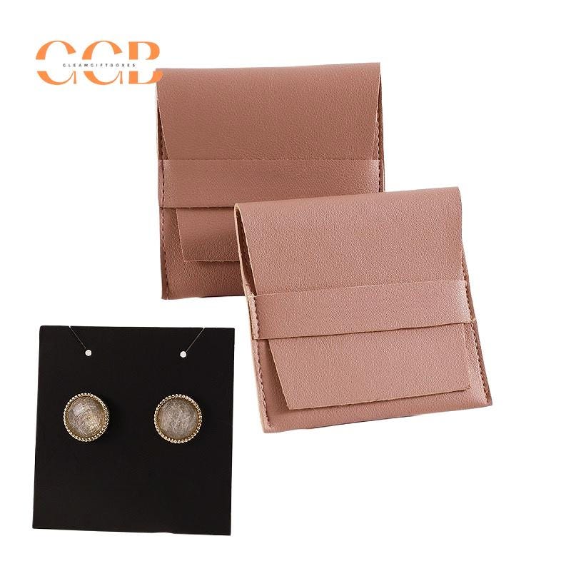 10pcs Pink Vegan Leather Jewelry Flap Bags