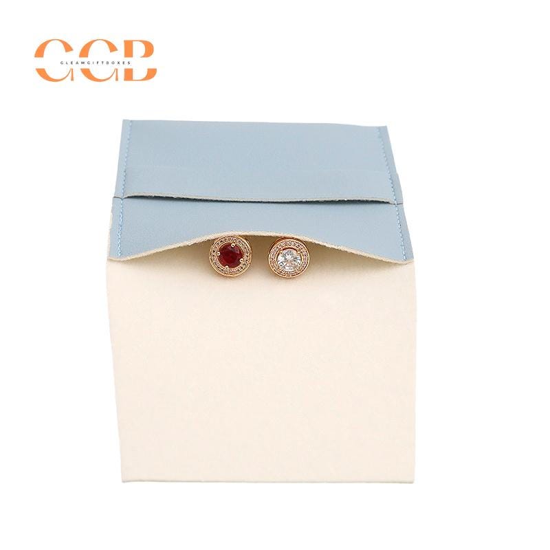 10pcs Blue Vegan Leather Jewelry Flap Bags