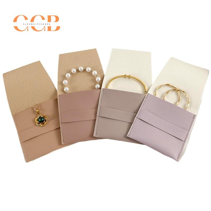 10pcs Purple Vegan Leather Jewelry Flap Bags