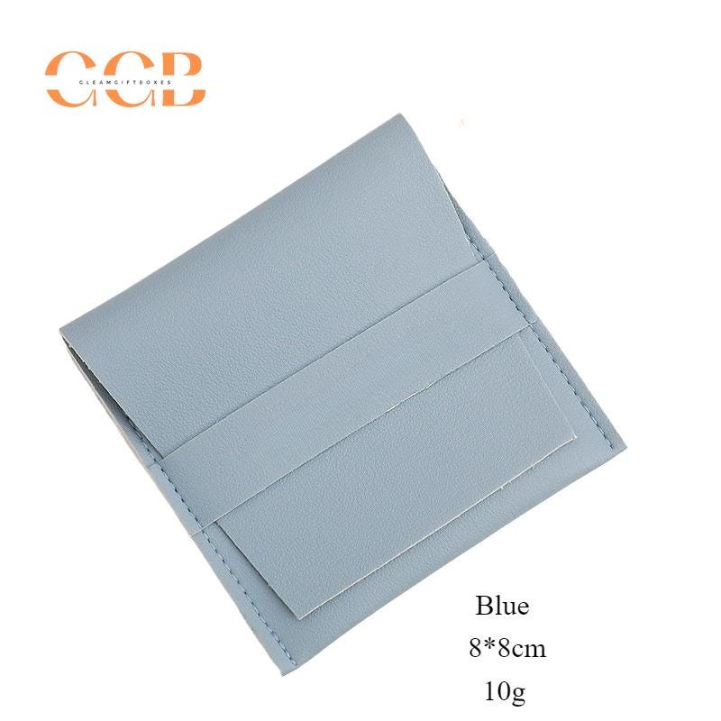 10pcs Blue Vegan Leather Jewelry Flap Bags