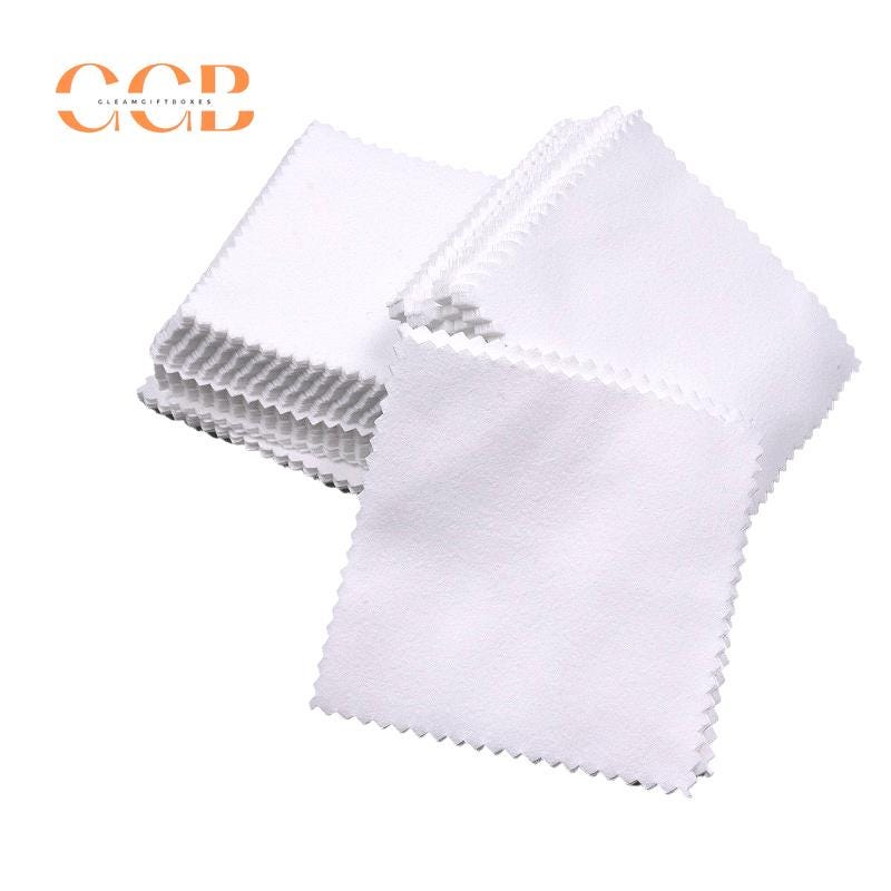 50pcs White Velvet Jewelry Cleaning Cloth