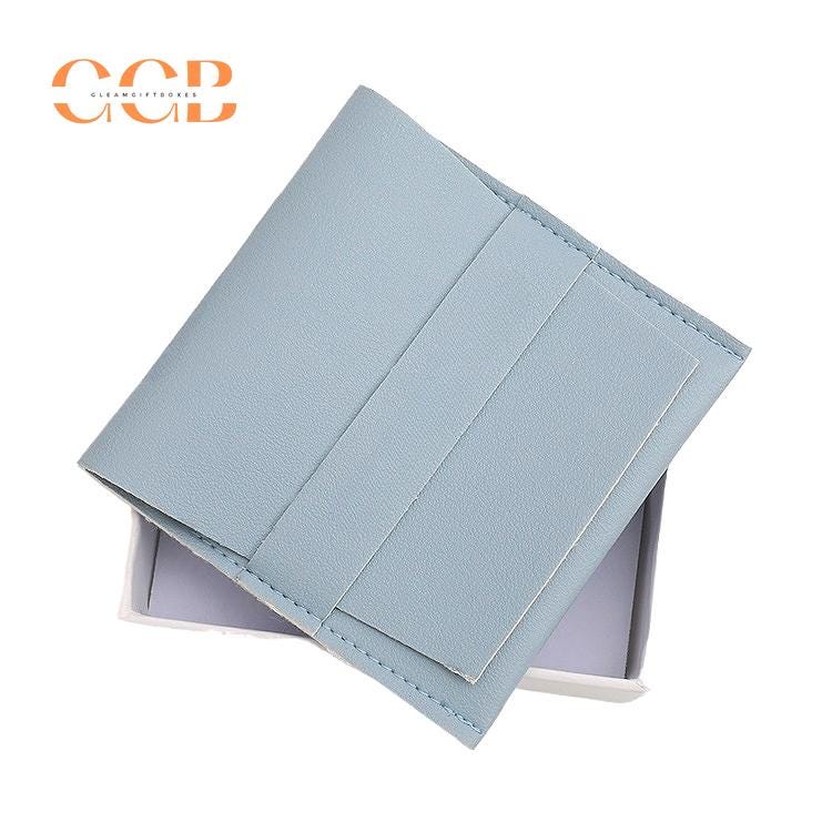 10pcs Blue Vegan Leather Jewelry Flap Bags