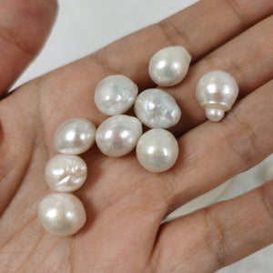 1pc drilled 10-11mm small white baroque pearl droplet loose pearl