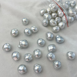 4A 9-15mm Australian White South Sea Baroque Pearl, Silver Blue Overtone Loose Pearl Strong Luster Near Flawless, Jewelry Making Bead