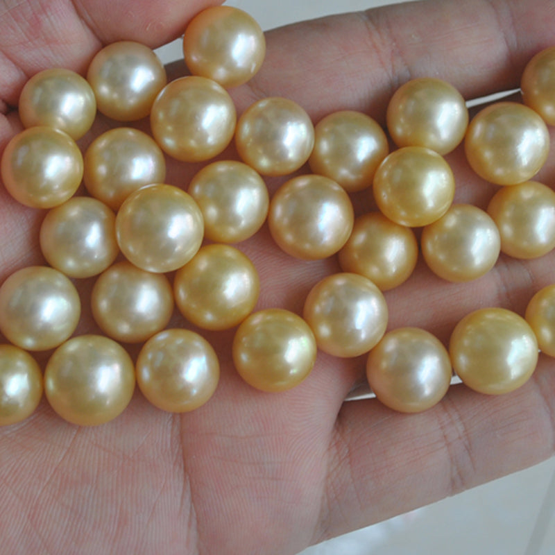 3A 9–16mm Light Golden South Sea Pearl, Round Loose Bead for Jewelry