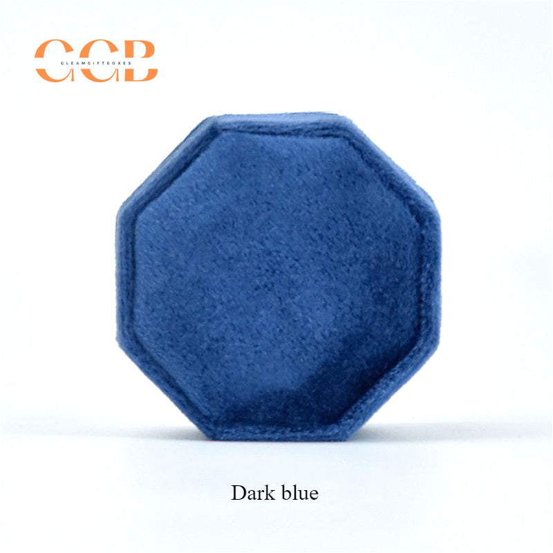 Velvet octagonal three ring box for wedding