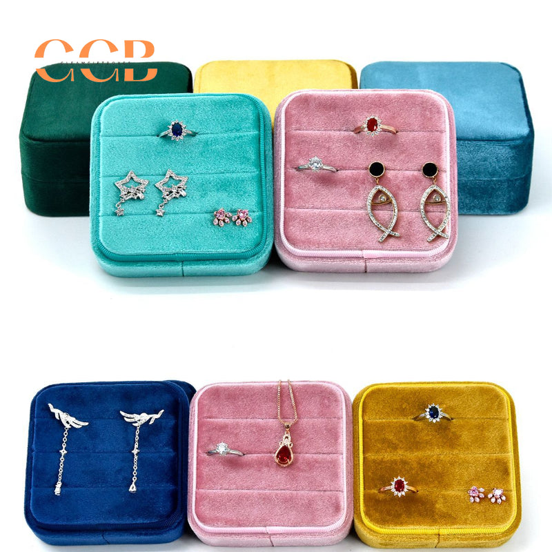 Velvet ring and earring storage box