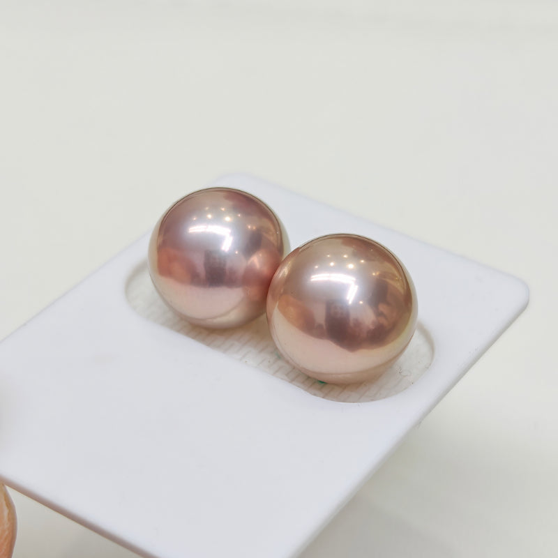 5A One Pair Natural Edison Freshwater Pearls Blueberry Purple Metallic Rare Color Loose Pearls for Custom 18K Earrings or Pendant