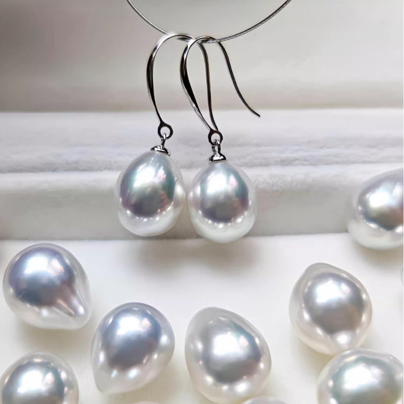5A 8-13mm Australian White South Sea Pearl Drop Earrings