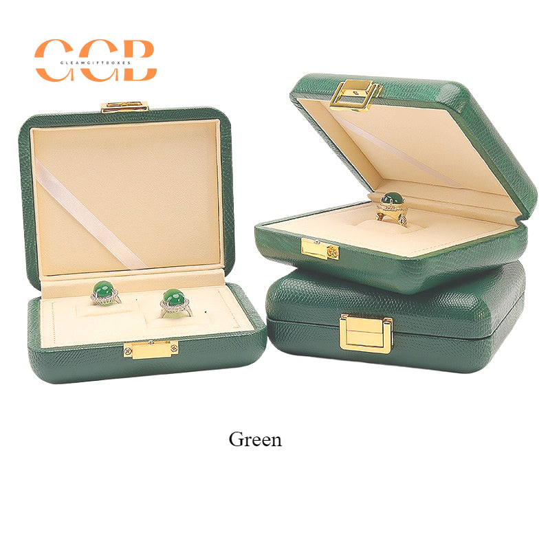 Luxury nude PU leather jewelry box for ring earrings necklace storage