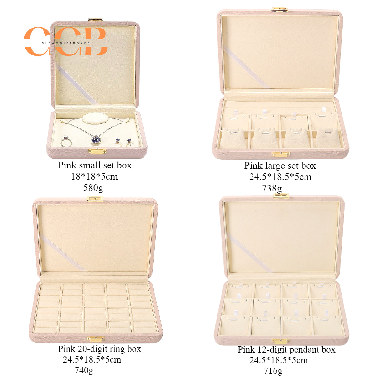 Luxury nude PU leather jewelry box for ring earrings necklace storage