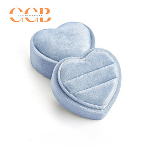 Heart-Shaped Velvet Ring Box, Single or Double Slot Jewellery Box for Engagement & Wedding Rings, Romantic Proposal & Bridal Accessory