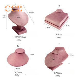 Luxury Pink Velvet Jewelry Display Set, Elegant Neck Model and Ring Holder Stand, Bracelet Display for Showcase, Gift for Jewelry Lovers